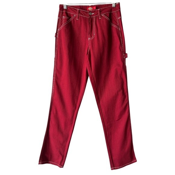 Dickies Pants - Dickies  Cargo Pocket Straight Leg High Waist Pants Cherry Red 25